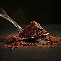 small pile of ground up coffee with spoon