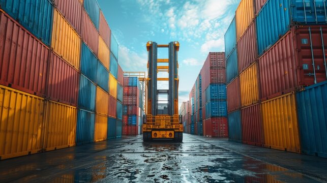 Industrial container yard showcasing the dynamic of global trade and logistics