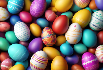 Fototapeta premium 'set Vector Easter eggs illustration multicolored realistic Egg 3d Icon Texture Pink Happy Spring Background Green Food Carrot Pattern Abstract Design VintageEaster Egg 3d Icon Texture Pink Happy'
