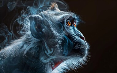 Digital abstract image of beautiful monkey head