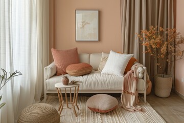 Peachy Elegance: Modern Decor Infused with Natural Vibes in Peach and Beige Tones