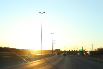 sunset on the highway