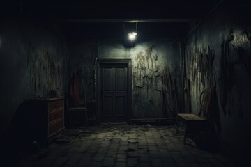 Fototapeta na wymiar Old room horror light night.