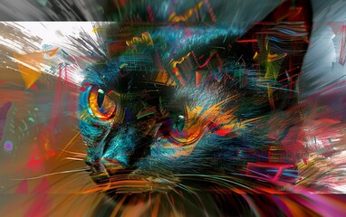Digital abstract image of beautiful cat head