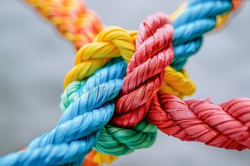 Power Teamwork Multicolored Rope: Diverse Strength in Unity