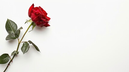 Red rose with a white background