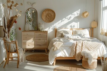 Serene Botanical Oasis: Sustainable and Stylish Room Design with Delicate Wooden Features