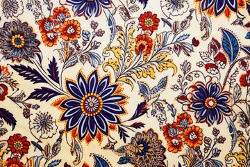 Top view photo of a block print pattern embroidery graphics person.