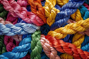 Strong Diverse Network Concept Teamwork: Multicolored Rope Business Union