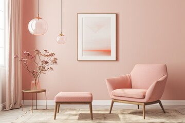 Peachy Modern Elegance: Stylish Pastel Decor for Trendy Interior Featuring Eco-Friendly Furniture