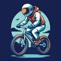 Fototapeta premium astronaut riding bmx vector illustration