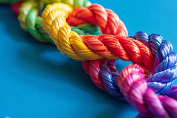 Strength in Diversity: Colorful Team Rope Unity and Support