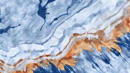 Geological Tapestry: Rich Veins of Copper and Sapphire Flowing Through a Marbled Canvas of Ice-Blue and Earthen Tones, Mirroring Earth's Raw Beauty