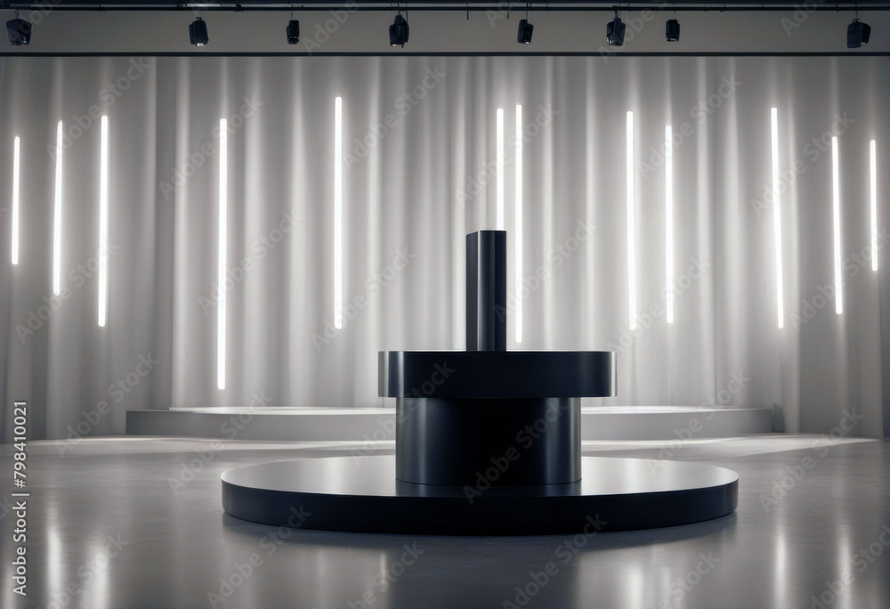 Poster 'podium exhibit room poduim background display dais empty shape modern template blank geometric thre