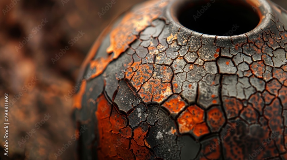 Aufkleber the detailed cracks and fissures on the surface of a rakufired vase add depth and character to the p