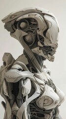 Bring to life the concept of side view Organic Robotics through a clay sculpture