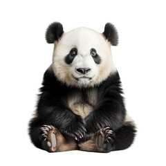 Obraz premium Serene scene of a panda peacefully sitting alone against a clean white backdrop.