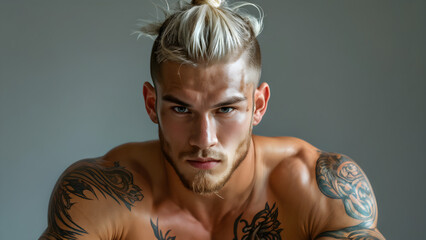 Elevated Style: Muay Thai Athlete's Pompadour, High Rise: Pompadour of White Fighter, Elevated Elegance: Pompadour for Muay Thai, Refined Pompadour: White Fighter's Style