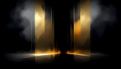 Mysterious Black Gold Digital Painting Abstract Dark Illustration Soft Background Design