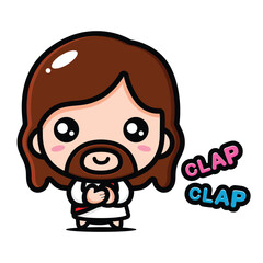 Cute Jesus happily claps his hands