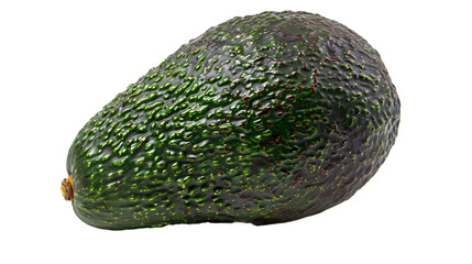  A whole avocado with its rich green skin, transparent background, PNG Cutout
