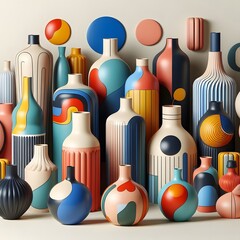 Vibrant Multicolored Vases Abstract Objects