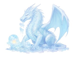 crystal dragon, glittering crystal dragon