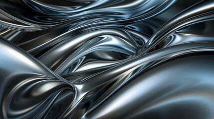 "This Luxury Silver Background Radiates Elegance With Its Glossy Finish And Fluid Metallic Waves, Offering An Abstract Beauty."