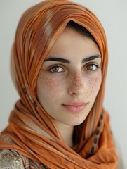 A young Arab woman with a veil on her head