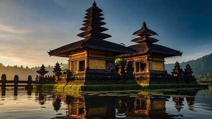 Naklejka premium temple of heaven sunset view