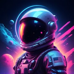Astronaut Portrait Illustration Digital Painting Galaxy Astrology Background Design