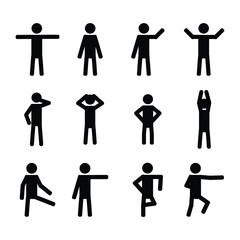 set of stickman with various moves