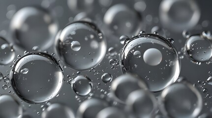 Closeup of white transparent drops liquid bubbles  .Generative AI