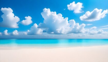 Fototapeta premium Ocean Beach Panorama Digital Painting Cloudy Sky Beautiful Nature Summer Background Design