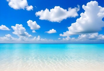 Ocean Beach Panorama Digital Painting Cloudy Sky Beautiful Nature Summer Background Design