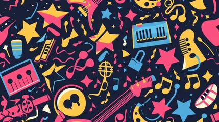 Seamless Patterns - Musical Elements / Background / Wallpaper / Texture