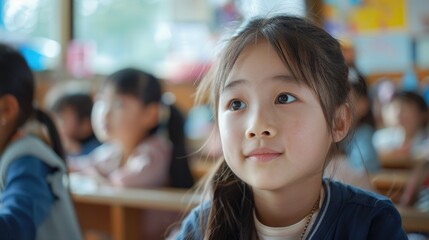 Elementary school students in the classroom, portrait photos
