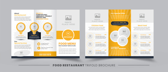Food Trifold Brochure | Vintage Fast Food Menu Brochure | Dessert Menu Brochure Layout | Business Advertisement Print Ready Editable Template