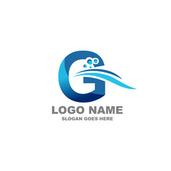 Water wave letter G logo template vector illustration	