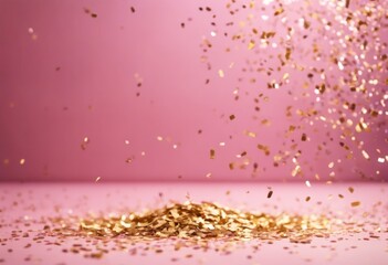 'flying pink glitter confetti gold festive background tinsel light glistering christmas tree striking lustrous holiday sequin abstract bokeh glittering fabu'