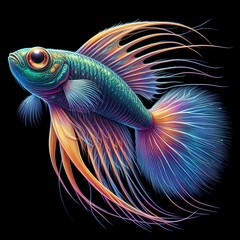 colorful fish isolated on black