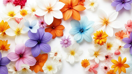 Colorful flowers on white background 