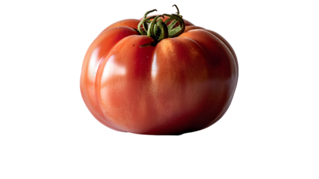  Ultra HD capture of a glossy, perfectly round red tomato, highlighting the reflective surface and vibrant color, transparent background, PNG Cutout