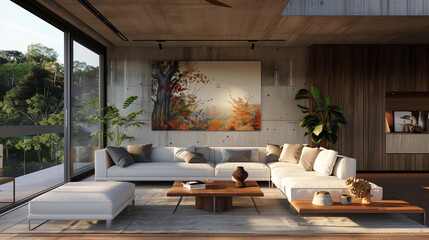 Fototapeta premium A large modern living room
