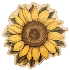 Sunflower shape ticket asteraceae blossom produce.