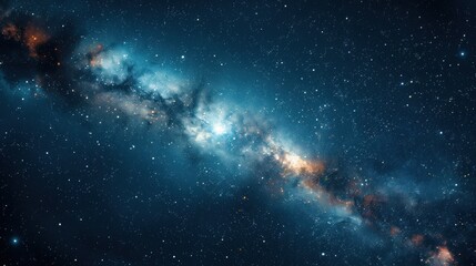 Fototapeta premium Dark road, wet asphalt, reflection of light in the water. Abstract dark blue background, smoke, smog.