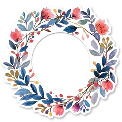 Wreath shape ticket porcelain graphics pottery. - obrazy, fototapety, plakaty