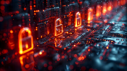 Cyber Security Measures Against Data Breach Tactics Featuring 3D Renders and Cinematic Photographic Styles