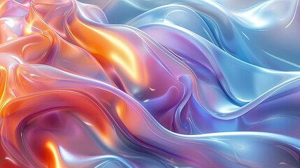 A colorful, flowing piece of fabric with a red, orange, and blue gradient