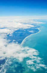 Aerial view of South Island from plane in New Zealand